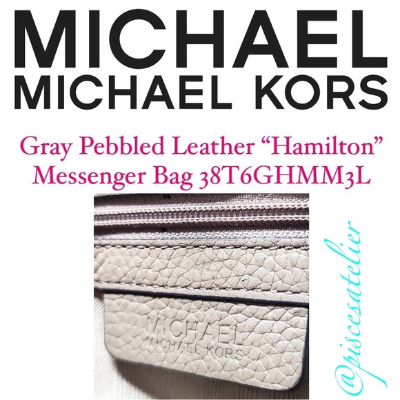MICHAEL Michael Kors Large Gray Pebble Leather Hamilton Messenger Bag 38T6GHMM3L - Picture 11 of 13